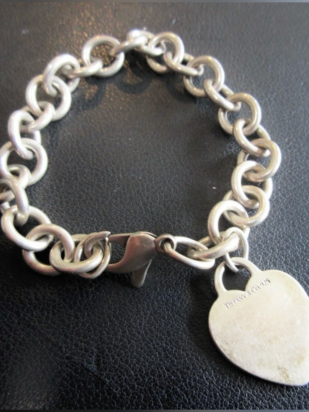 Authentic Tiffany & Co. Silver Blank Engraveable Heart Tag Chain Bracelet 8” 32g